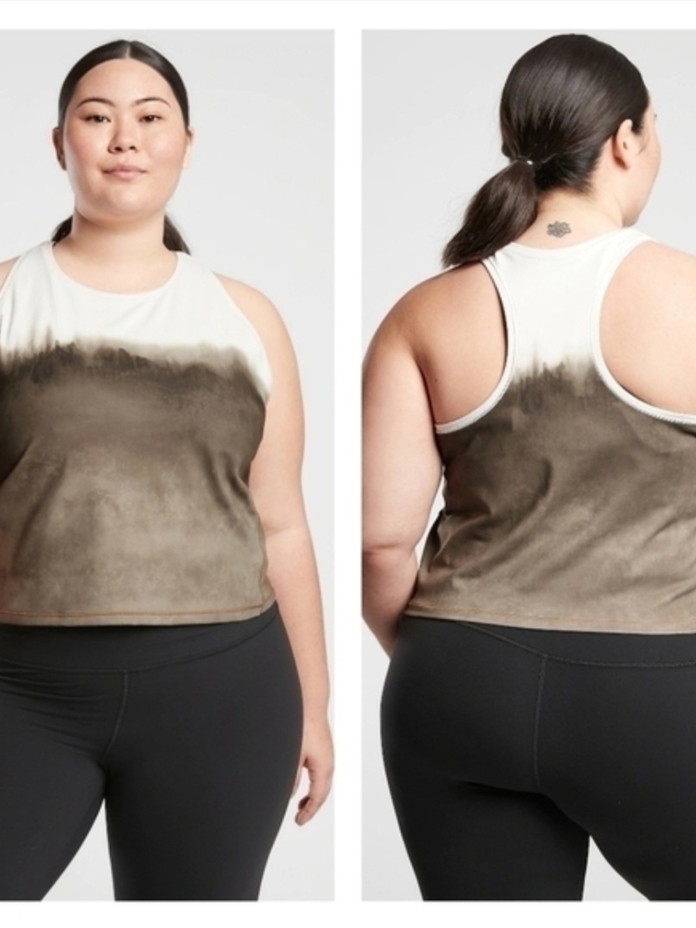 Athleta Two-Tone Racerback Tank Top in White and Olive